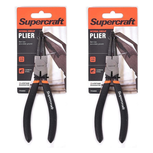 2PK Supercraft Internal Circlip Bent Nose Pliers Carbon Steel 175mm