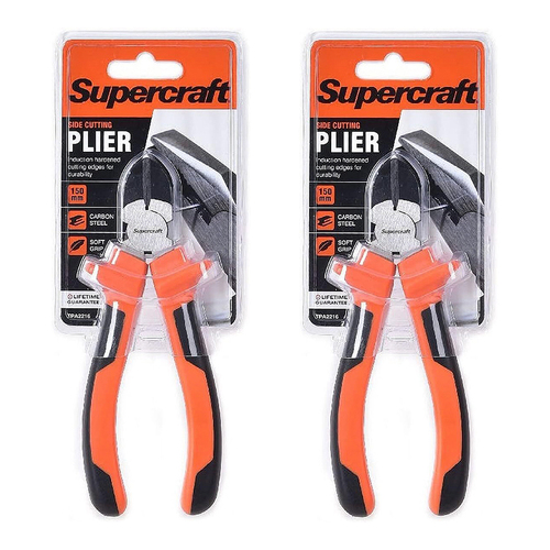 2PK Supercraft Side Cutting Nose Pliers Carbon Steel 150mm Soft Grip