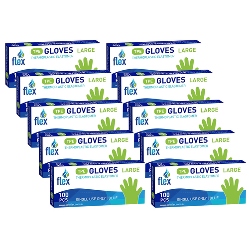 1000pc Saniflex TPE Disposable Hand Gloves Blue Size L