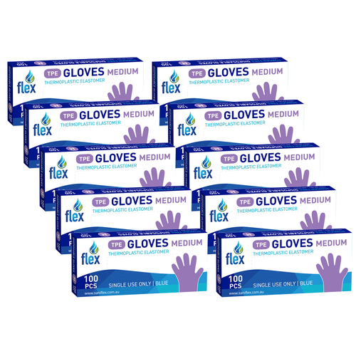 1000pc Saniflex TPE Disposable Gloves  Blue Size M