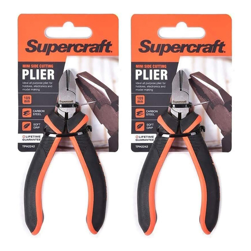 2PK Supercraft Mini Side Cut Carbon Steel Pliers 109mm Soft Grip