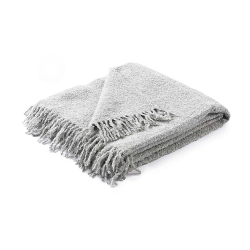 Auskin Alpaca Boucle Throw Decorative Blanket 145x180cm - Light Grey