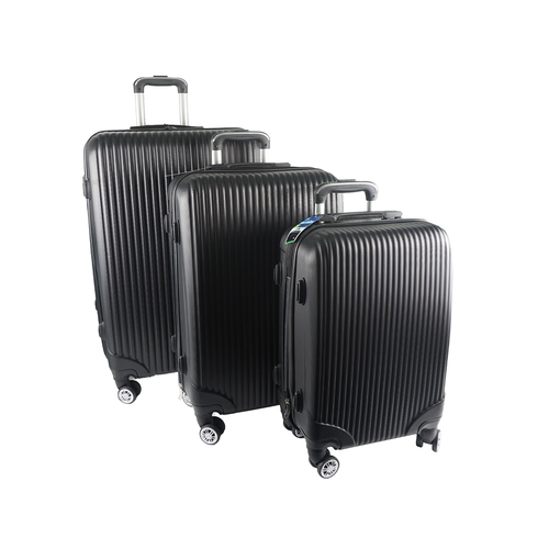 3pc Jemark Sky High Hard Case Travel Suitcase/Luggage - Black