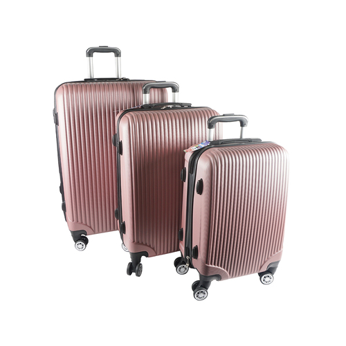 3pc Jemark Sky High Hard Case Travel Suitcase/Luggage - Rose Gold