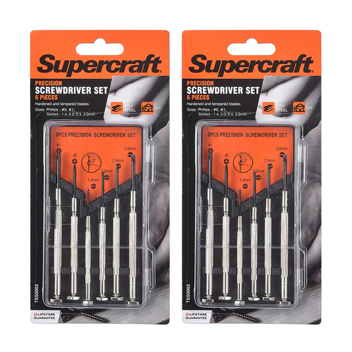 2PK 6pc Supercraft Screwdriver Jewellers Precision Slotted/Philips Tool Set