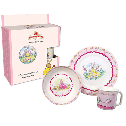 3pc Bunnykins Melamine Set Sweethearts Design 18M+ Pink