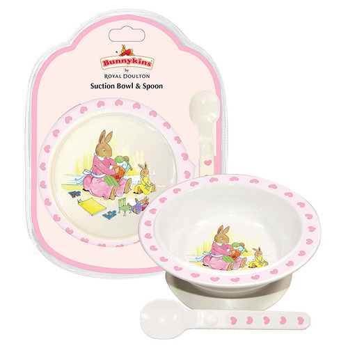 Bunnykins Suction Bowl & Spoon Sweethearts Design 18M+ Pink