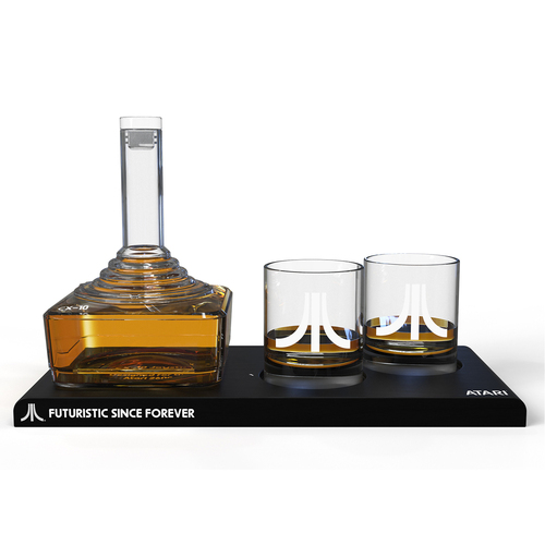 Thumbs Up Official Atari Joystick Decanter w/ Drinking Glass Set - Clear