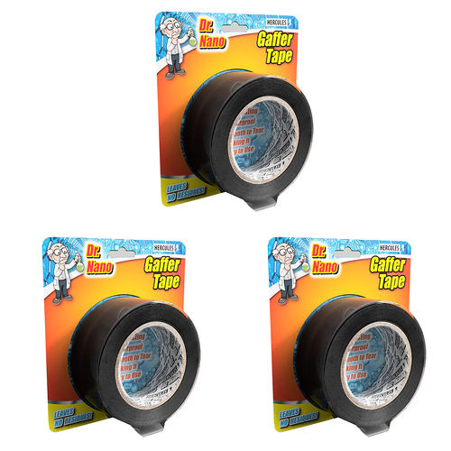 3PK Hercules Dr. Nano Gaffer Tape Black 50mm x 27m