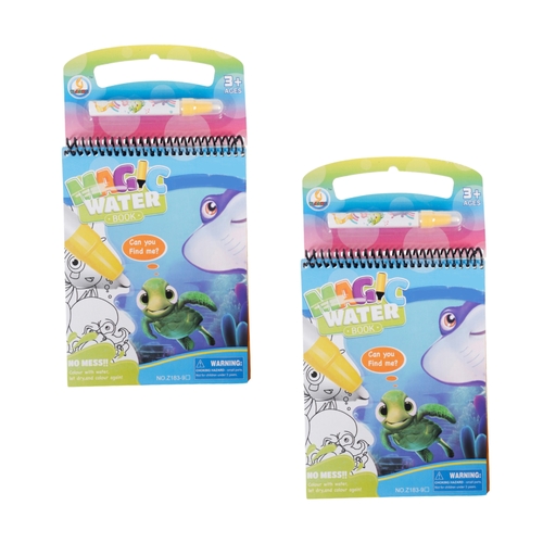 2PK Razoo Magic Water Book With Water Pen Marine Life 31x17cm 3+