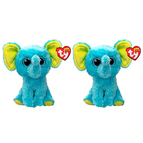 2PK Ty Beanie Boos Trunkles Elephant Blue Plush Toy 15.5cm Regular 3y+