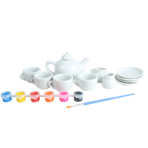 15pc Toys For Fun Porcelain DIY Paint Tea Set - Assorted