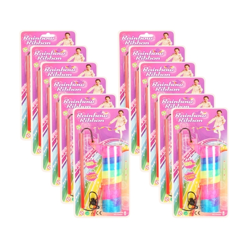 12PK Razoo Magic Rainbow Twirling Ribbon Play Toy Set 120cm 3+