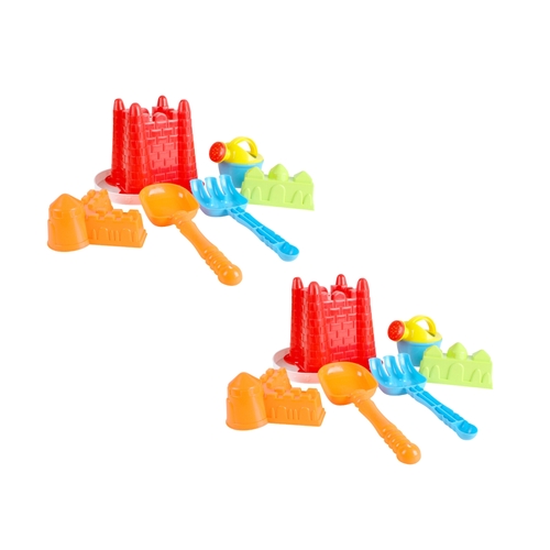 2x 6Pce Razoo Beach Castle Bucket Playset Toy Set 16x16cm 18m+