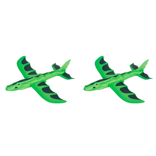 2x Toylife 19x20cm Fly Upto 20-30M Dragon Launcher Glider Toy Kids 6y+ Green