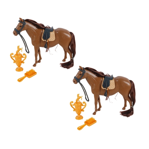 2x 3pc Razoo Horse Play Set W-Accessories Assorted Colours 14cm 3+