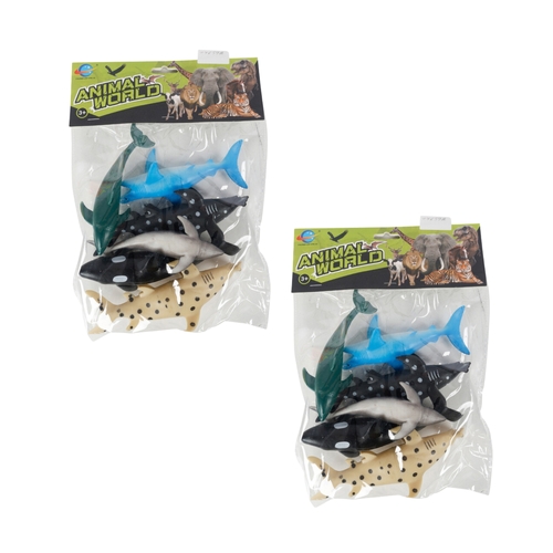 2x 6Pce Razoo Ocean World Animals Assorted In Pvc Bag 24x20cm 3+