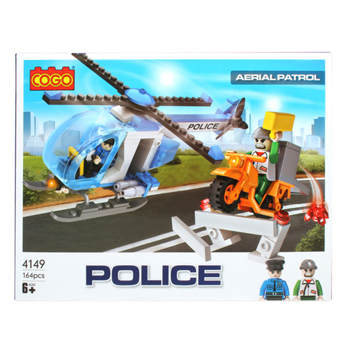 164pc Toylife 26cm Police Helicopter & Robber Build Blocks Toy Set Kids 6y+