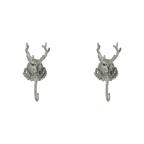 2PK LVD Metal Decorative Hook Antique Deer Home Decor 22cm - White