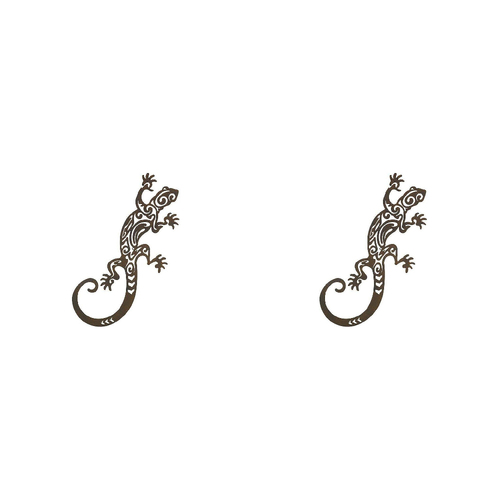 2PK LVD Metal Wall Art Gecko Ornament Home/Garden Decor Brown