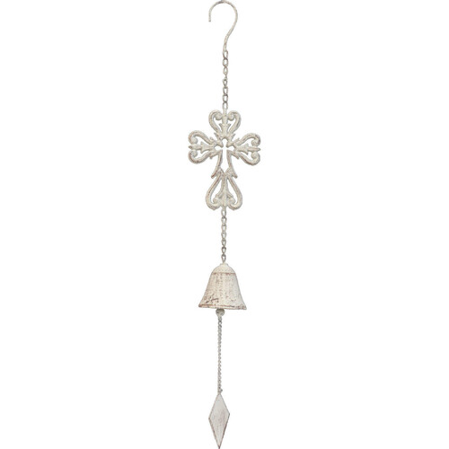 LVD 68cm Metal Hanging Bell Cross Wind Chime Home Decor