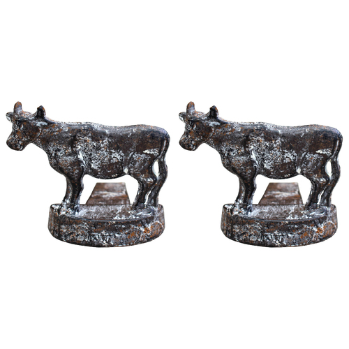 2PK LVD Metal Doorstop Cow Home/Bedroom Decor 12.07cm Brown