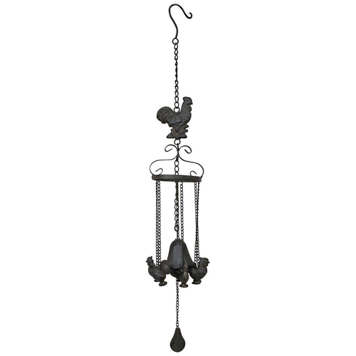 LVD Metal Hanging Bell Rooster Garden/Yard Decor 80cm Black