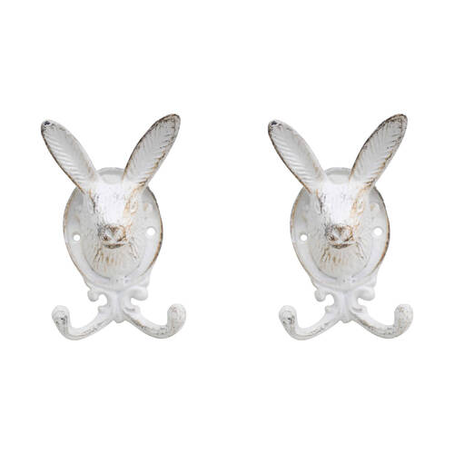 2PK LVD Rabbit Hook/Hanger Wall Mounted 8.5x14cm - White