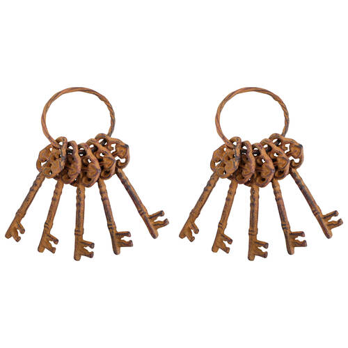 2PK LVD Rustic Keys Medley Sculpture Charm Small 7.5x18cm Brown