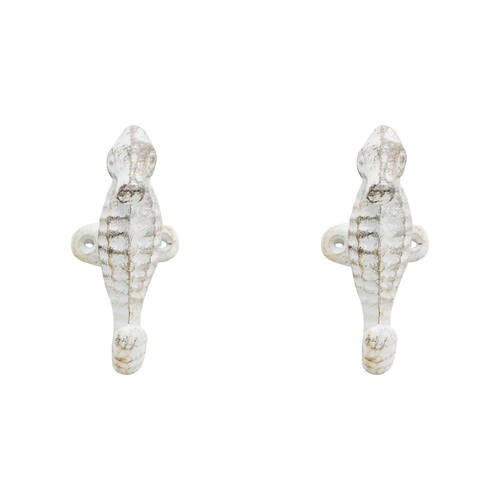 2PK LVD Seahorse Hook/Hanger Wall Mounted Home/Room Decor 5.5x12.5cm - White