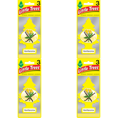 4PK Little Tree 3 Pack Vanillaroma Car Air Freshener Long-Lasting Scent 12x4cm