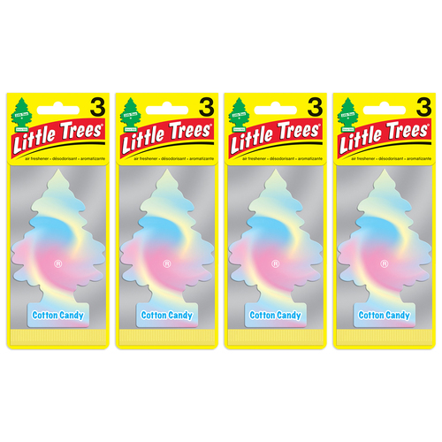 4PK Little Tree 3 Pack Cotton Candy Car Air Freshener Long-Lasting Scent 12x4cm