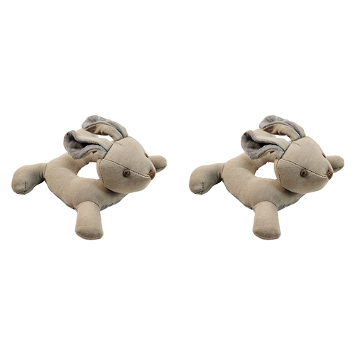 2x Urban Bubsy Bunny 13cm Cotton Rattle Baby/Infant Toy - Grey