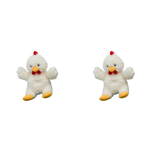 2PK Urban Products Curly 18cm Chicken Soft Fabric Animal Plush Toy - White 0M+