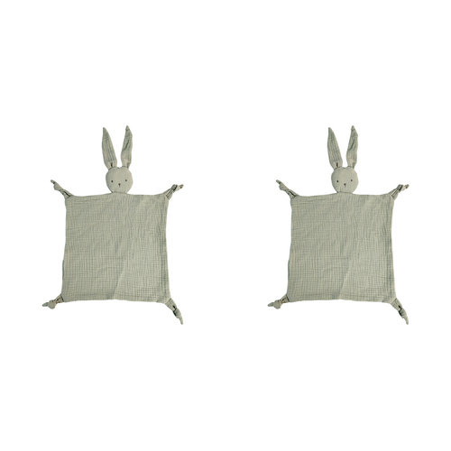 2x Urban Bubsy Bunny Cotton Muslin 30x30cm Comforter - Sage