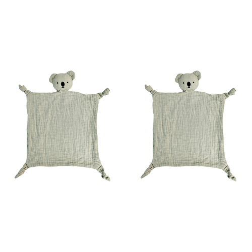 2x Urban Bubsy Koala Cotton Muslin 30x30cm Comforter - Sage