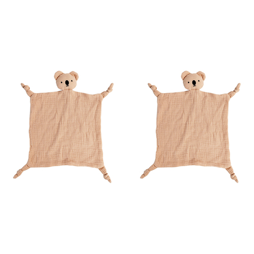 2x Urban Bubsy Koala Cotton Muslin 30x30cm Comforter - Pink