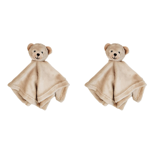 2x Urban Bear 31x31cm Comforter Baby/Infant Blanket w/ Plush Toy - Beige