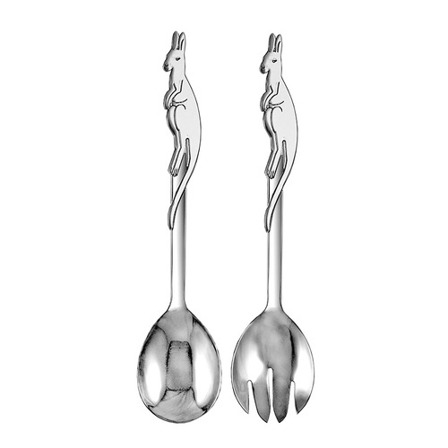 2pc Urban Bush Kangaroo Stainless Steel Salad Servers - Silver