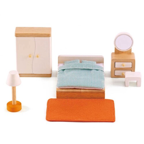 Hape Master Bedroom Dollhouse Kids Wooden Toy Furniture 3+