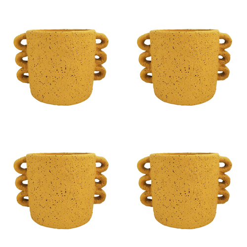 4x Urban Dayze 13cm Concrete Planter Pot Small - Mustard