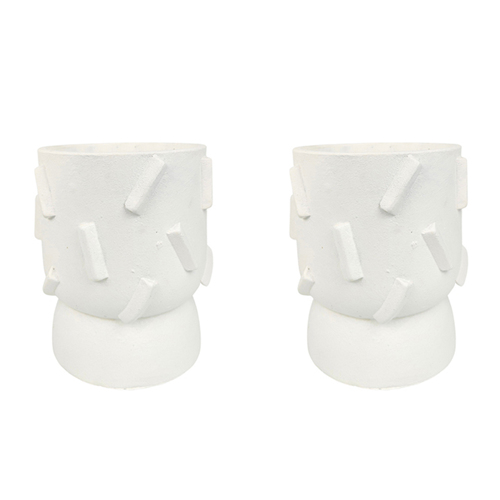 2x Urban Felix 18cm Concrete Planter Pot Medium - White