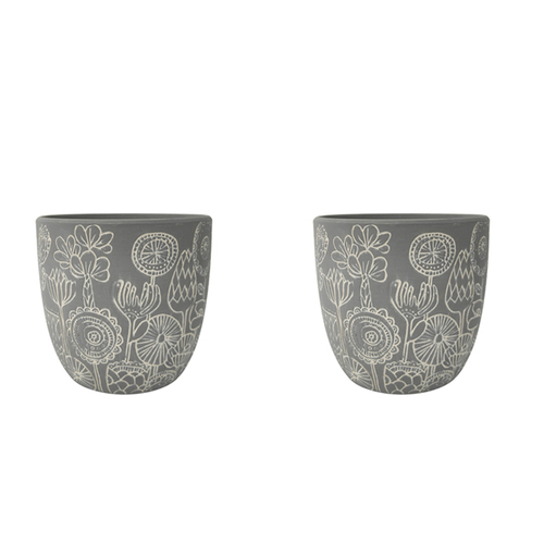 2x Urban Molly 15cm Concrete Pot Planter Medium - Blue