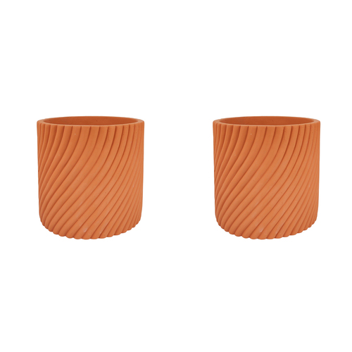 2x Urban Eliza 16cm Concrete Planter Pot Medium - Terracotta