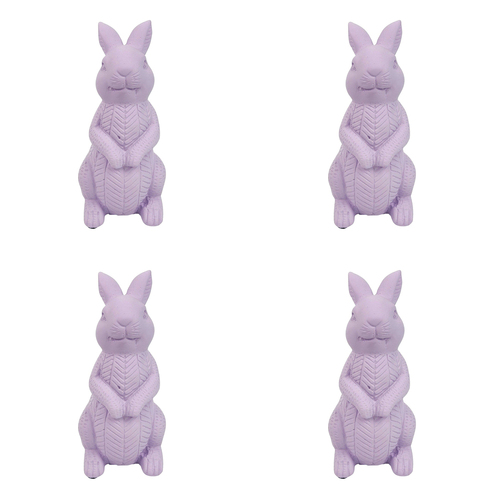 4x Urban 15.5cm Cute Bunny Concrete Ornament Medium - Lilac