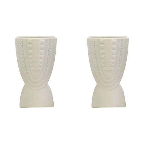 2x Urban Addie Rainbow 22cm Ceramic Plant/Flower Vase Medium - White