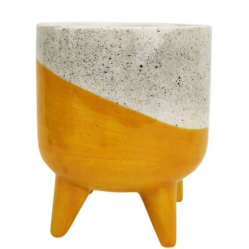 Urban 16cm Avery Dot Planter Garden Pot w/ Legs Medium - Yellow