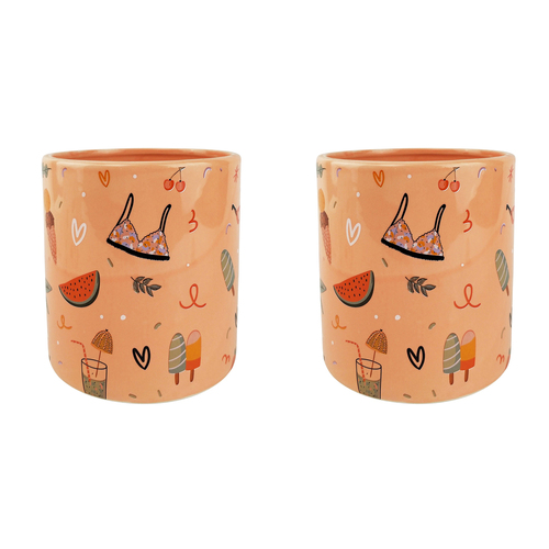 2x Urban Summer Fun 16cm Ceramic Planter Flower Pot - Medium