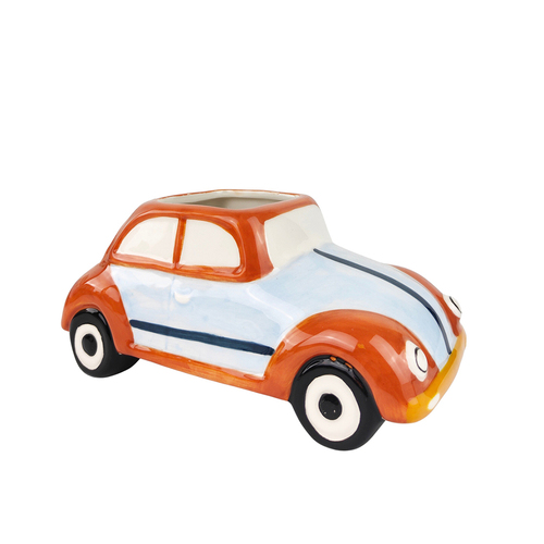 Urban 20cm Retro Buggy Car Ceramic Planter Garden Plant Pot - Blue/Orange