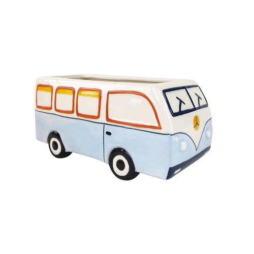 Urban 22cm Retro Kombi Van Ceramic Planter Garden Plant Pot - Blue